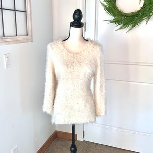 Reba Cream and Gold Super Soft Sweater L